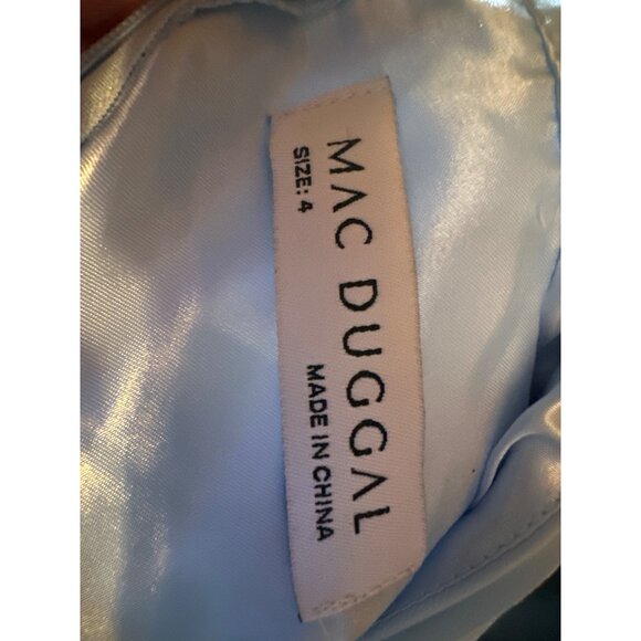 Leena For Mac Duggal 55878 Light Blue Bishop Sleeve Chiffon A-Line Dress Size 4 - Picture 9 of 10